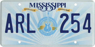 MS license plate ARL254