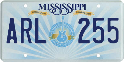 MS license plate ARL255
