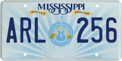 MS license plate ARL256