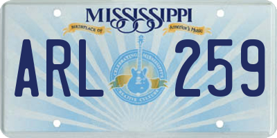 MS license plate ARL259