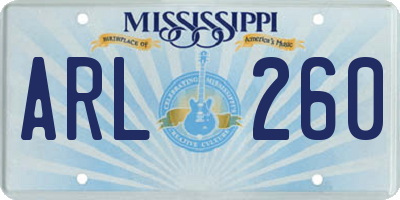 MS license plate ARL260