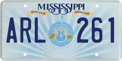 MS license plate ARL261
