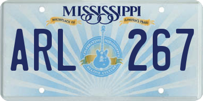 MS license plate ARL267