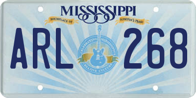 MS license plate ARL268