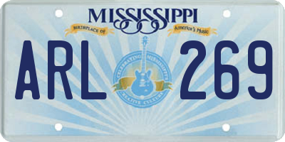MS license plate ARL269
