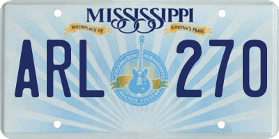 MS license plate ARL270