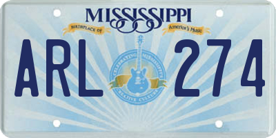MS license plate ARL274