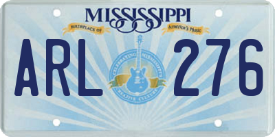 MS license plate ARL276