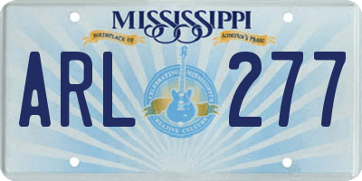 MS license plate ARL277