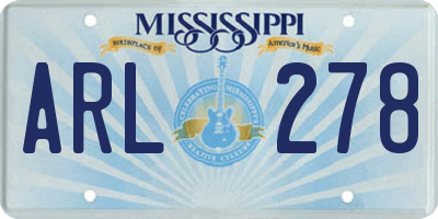 MS license plate ARL278