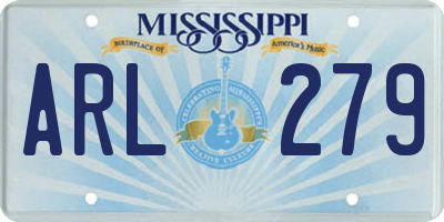 MS license plate ARL279