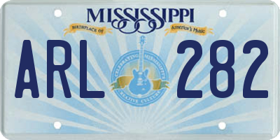 MS license plate ARL282