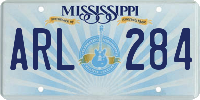 MS license plate ARL284