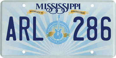 MS license plate ARL286