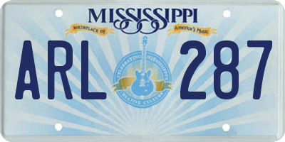 MS license plate ARL287