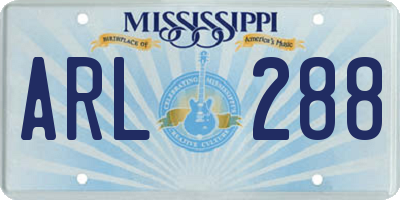 MS license plate ARL288