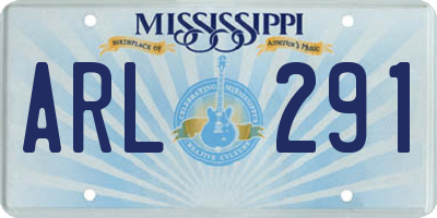 MS license plate ARL291