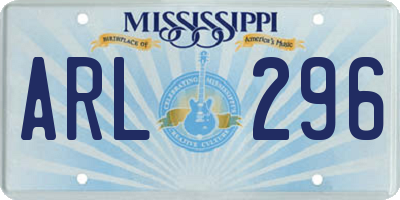 MS license plate ARL296
