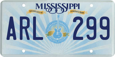 MS license plate ARL299