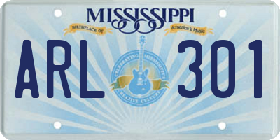 MS license plate ARL301
