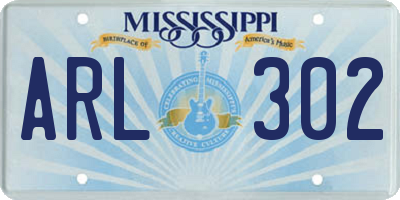 MS license plate ARL302