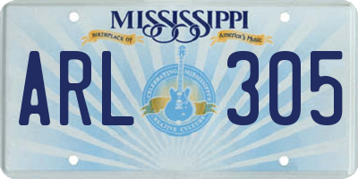 MS license plate ARL305