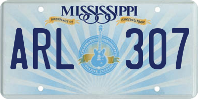 MS license plate ARL307