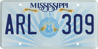 MS license plate ARL309