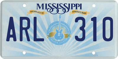 MS license plate ARL310