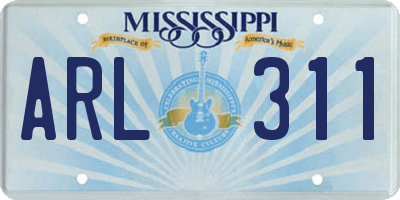 MS license plate ARL311