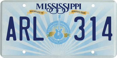 MS license plate ARL314
