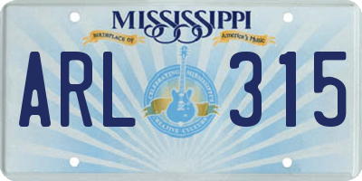 MS license plate ARL315