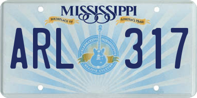 MS license plate ARL317