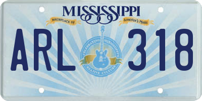 MS license plate ARL318