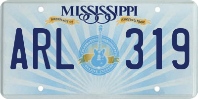 MS license plate ARL319
