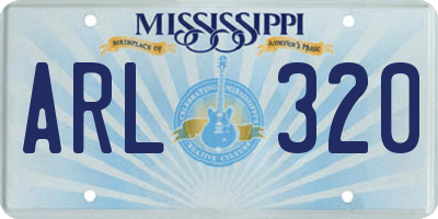 MS license plate ARL320