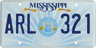 MS license plate ARL321