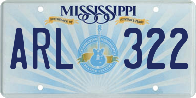 MS license plate ARL322