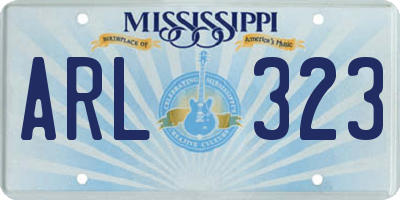 MS license plate ARL323
