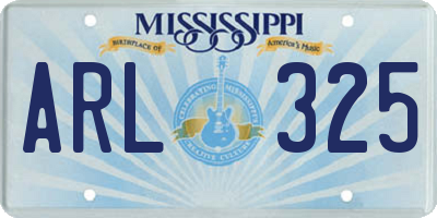 MS license plate ARL325