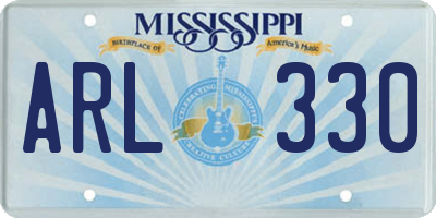MS license plate ARL330