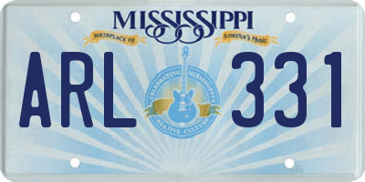 MS license plate ARL331
