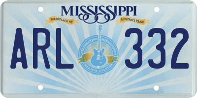 MS license plate ARL332
