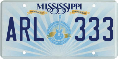 MS license plate ARL333
