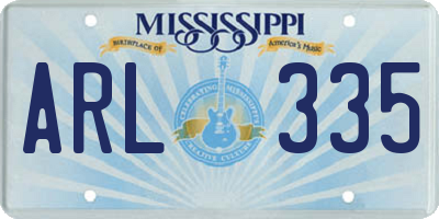MS license plate ARL335