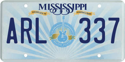 MS license plate ARL337