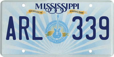 MS license plate ARL339