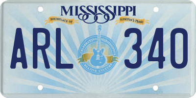 MS license plate ARL340