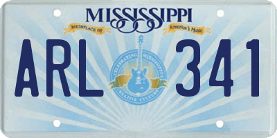 MS license plate ARL341