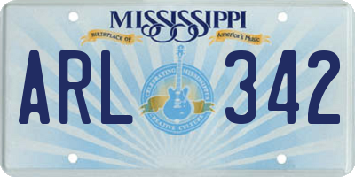MS license plate ARL342